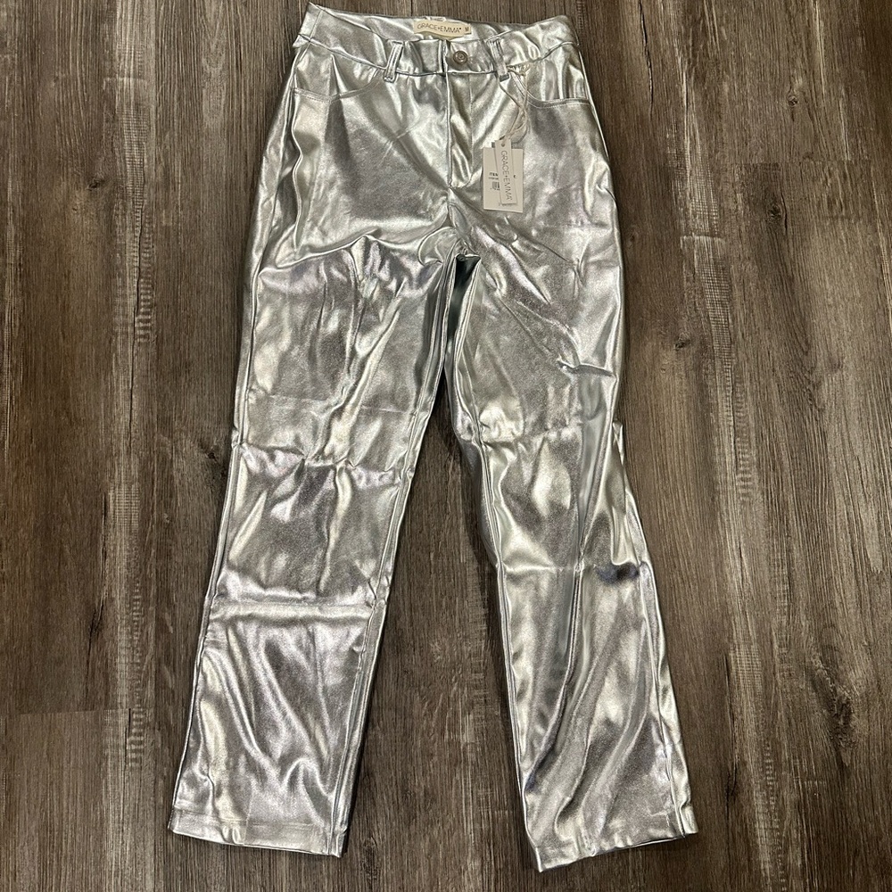 Metallic Silver Pants -Medium